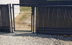 portillon 1.23m gris anthracite en grillage rigide acier galvanisé